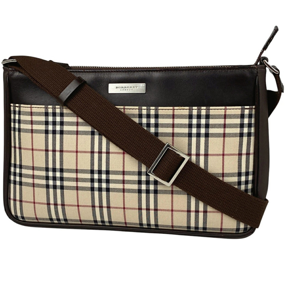 Burberry logo shoulder bag check canvas beige